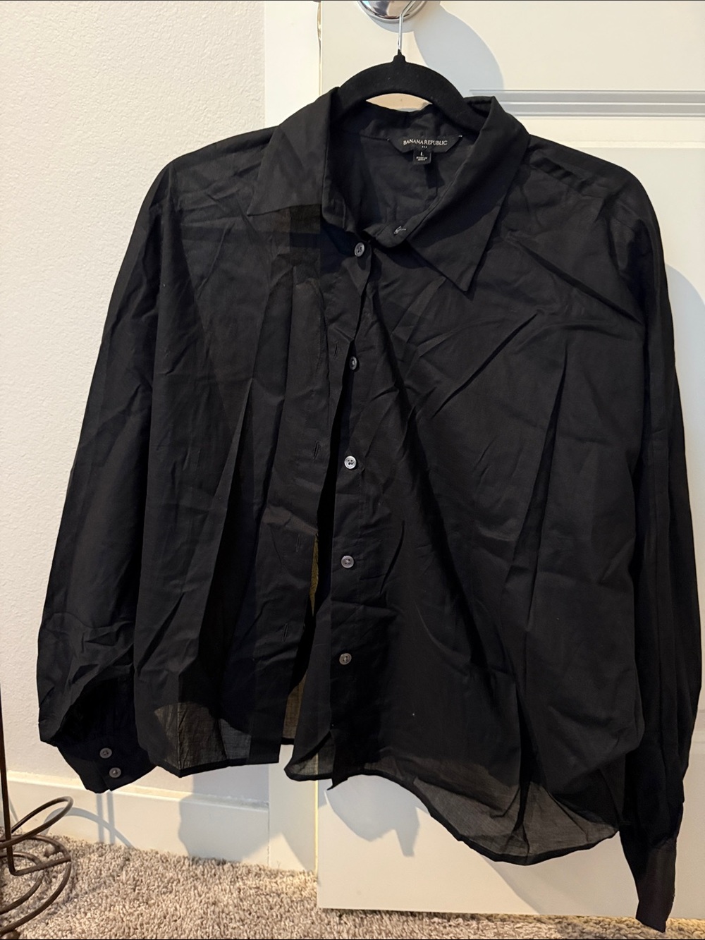 Banana Republic Men’s Black Lightweight Button-Down Shirt Jacket